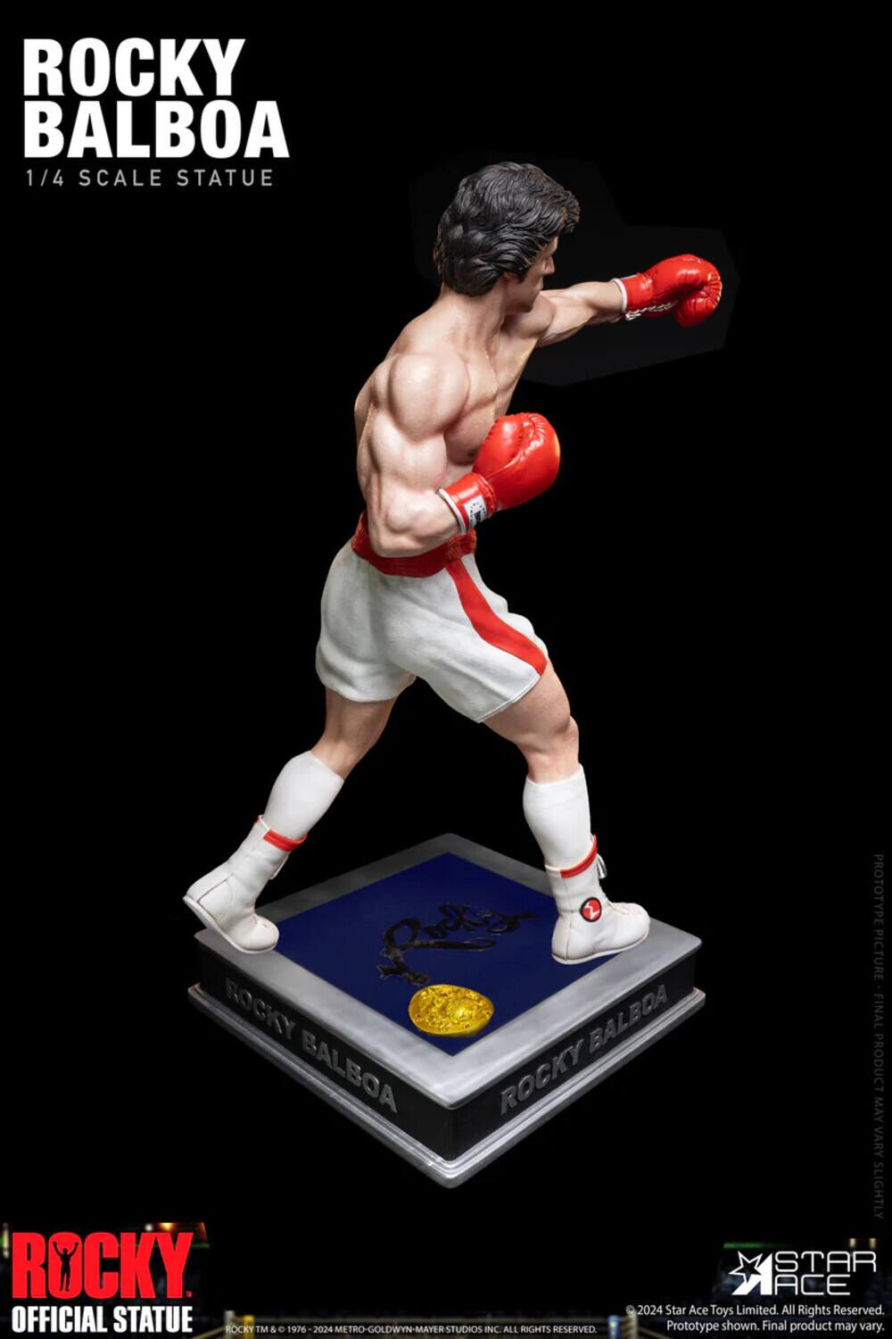 ROCKY BALBOA 1/4 SCALE STATUE 2 PROTOTYPE PICTURE ROCKY BALBOA FINAL BALBOA ROCKY PRODUCT MAY VARY SLIGHTLY ROCKY STAR ACE 2024 Star Ace Toys Limited. All Rights Reserved. OFFICIAL STATUE ROCKY TM & 1976 2024 METRO-GOLDWYN-MAYER STUDIOS INC ALL RIGHTS RESERVED Prototype shown. Final product may vary.