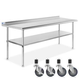 GRIDMANN - 72 x 24-in NSF Stainless Steel Prep Table with 4 Casters - Silver