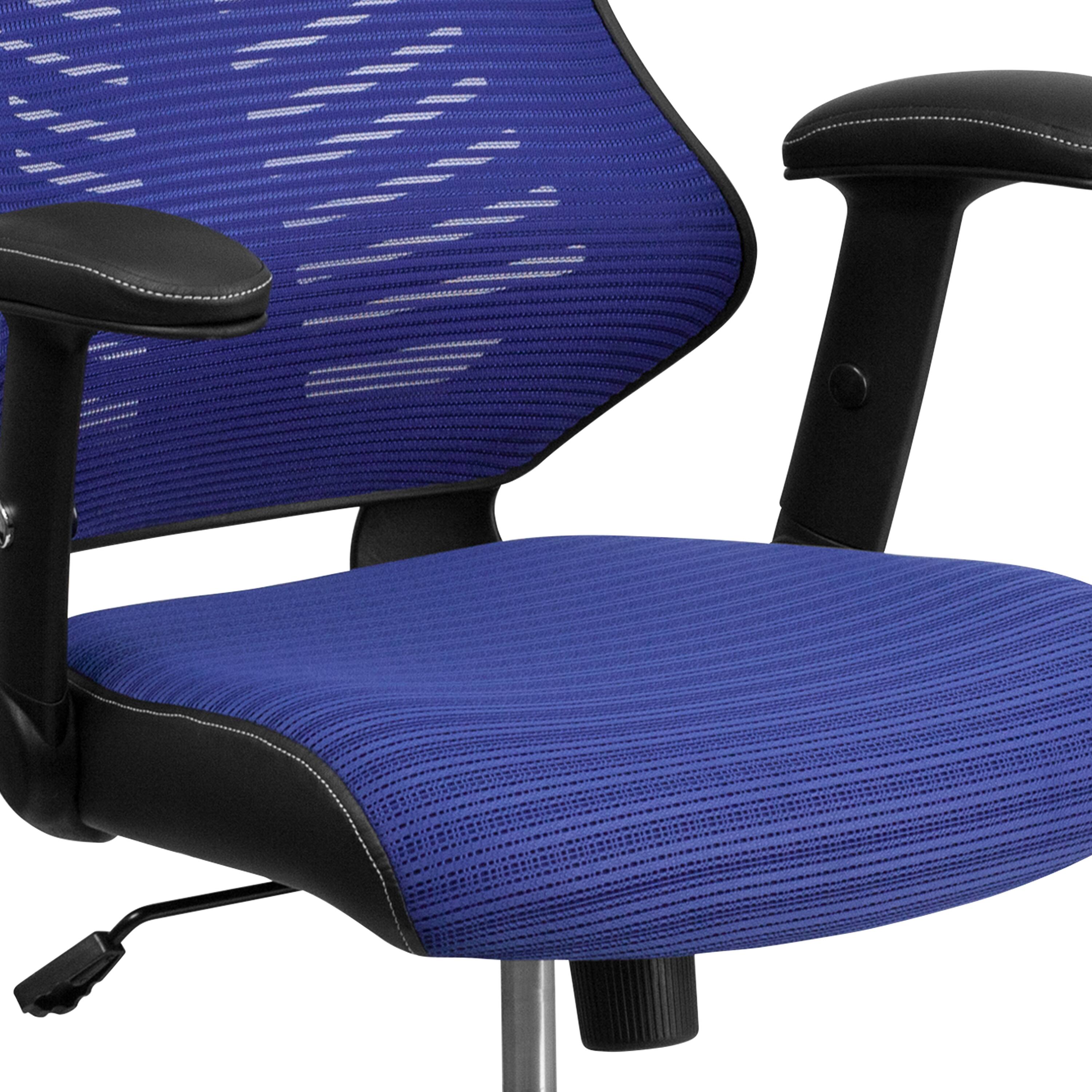 Alt View 9. Emma + Oliver - High Back Designer Mesh Executive Ergonomic Office Chair w/ Adjustable Arms - Blue Mesh.