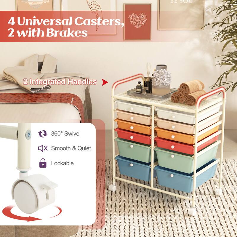 4 Universal Casters, 2 with Brakes  
2 Integrated Handles  
360° Swivel  
Smooth & Quiet  
Lockable