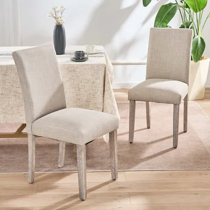 Front. FERPIT - FERPIT 2 Pack Stylish Modern Upholstered Dining Chairs, Light Grey - Light Grey.