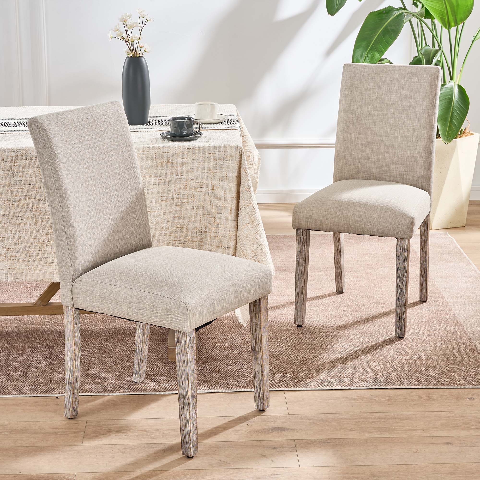 Front. FERPIT - FERPIT 2 Pack Stylish Modern Upholstered Dining Chairs, Light Grey - Light Grey.