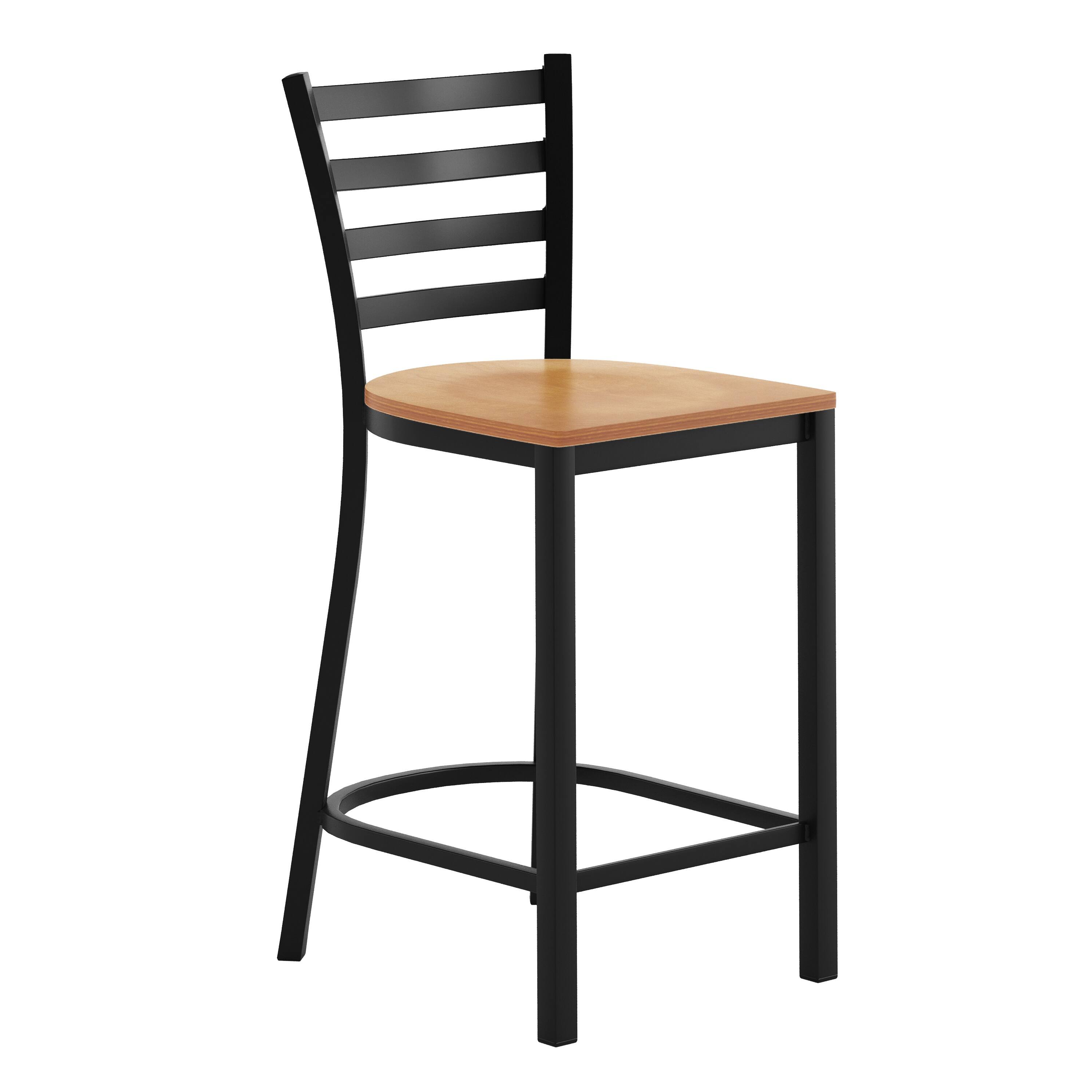 Natural Wood Seat/Black Metal Frame
