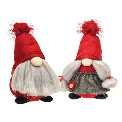 Front. BreeBe - *Mr or Mrs Red and Grey Gnome 2 Asstd. - Red, Grey.