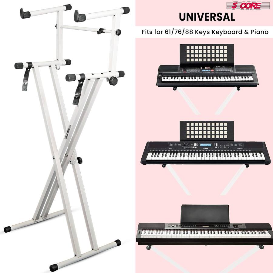 Key Machine Stand 5 CORE Keyboard Stand 2 Tier Doubled X Shape Adjustable Heavy Duty Key ...