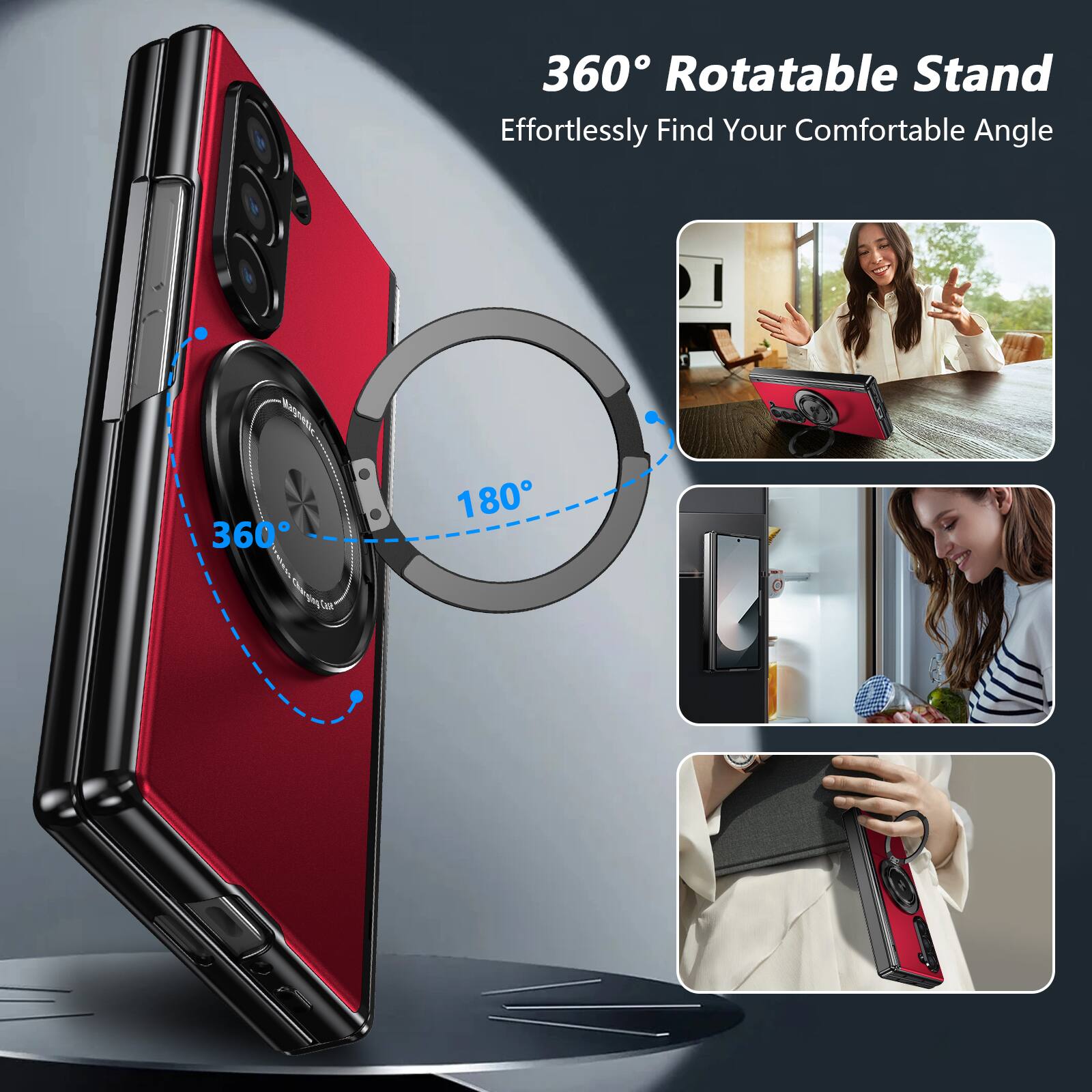 360° Rotatable Stand  
Effortlessly Find Your Comfortable Angle