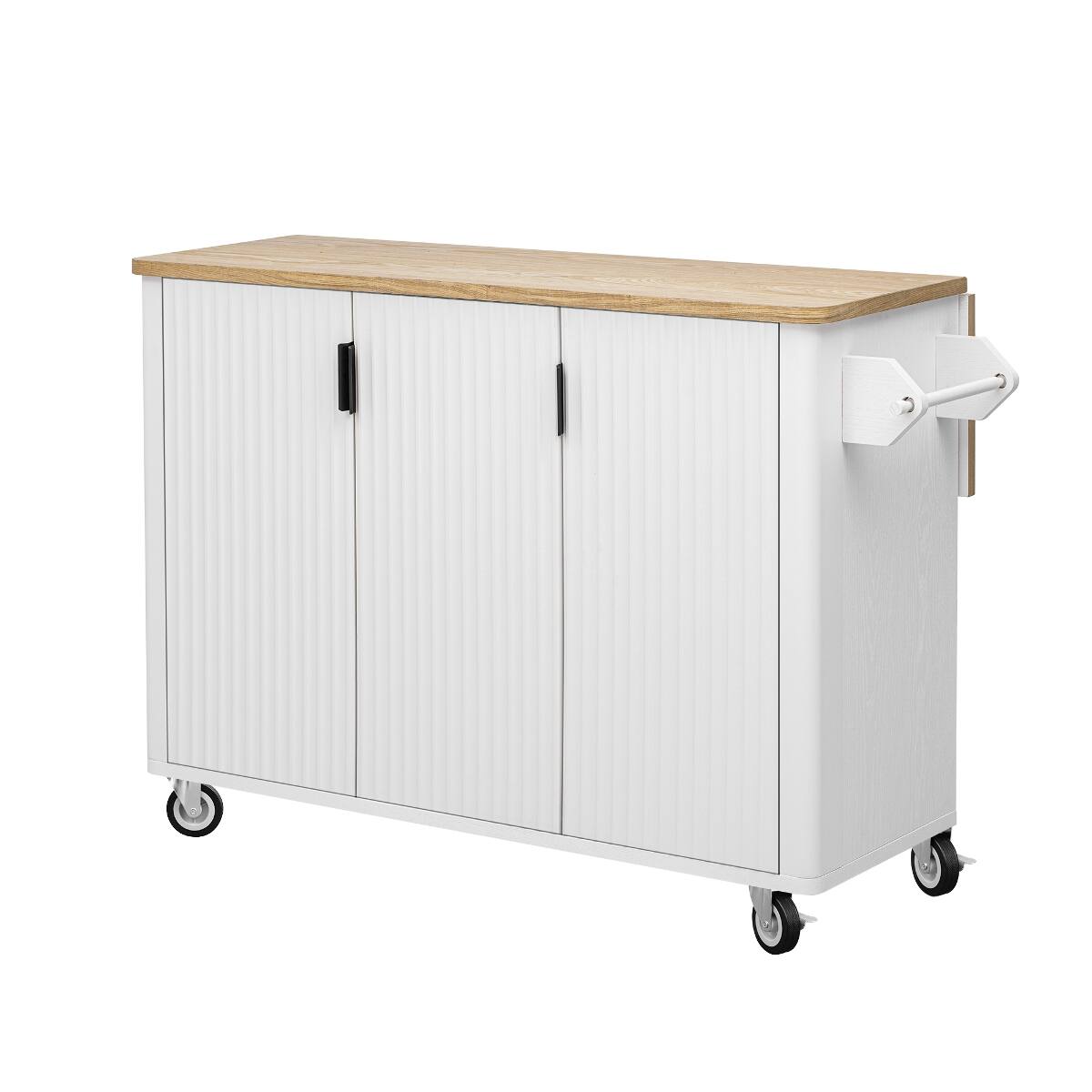 Alt View 7. Loheer - Loheer 51" Farmhouse Kitchen Island with Drop Leaf, White Ash - White.