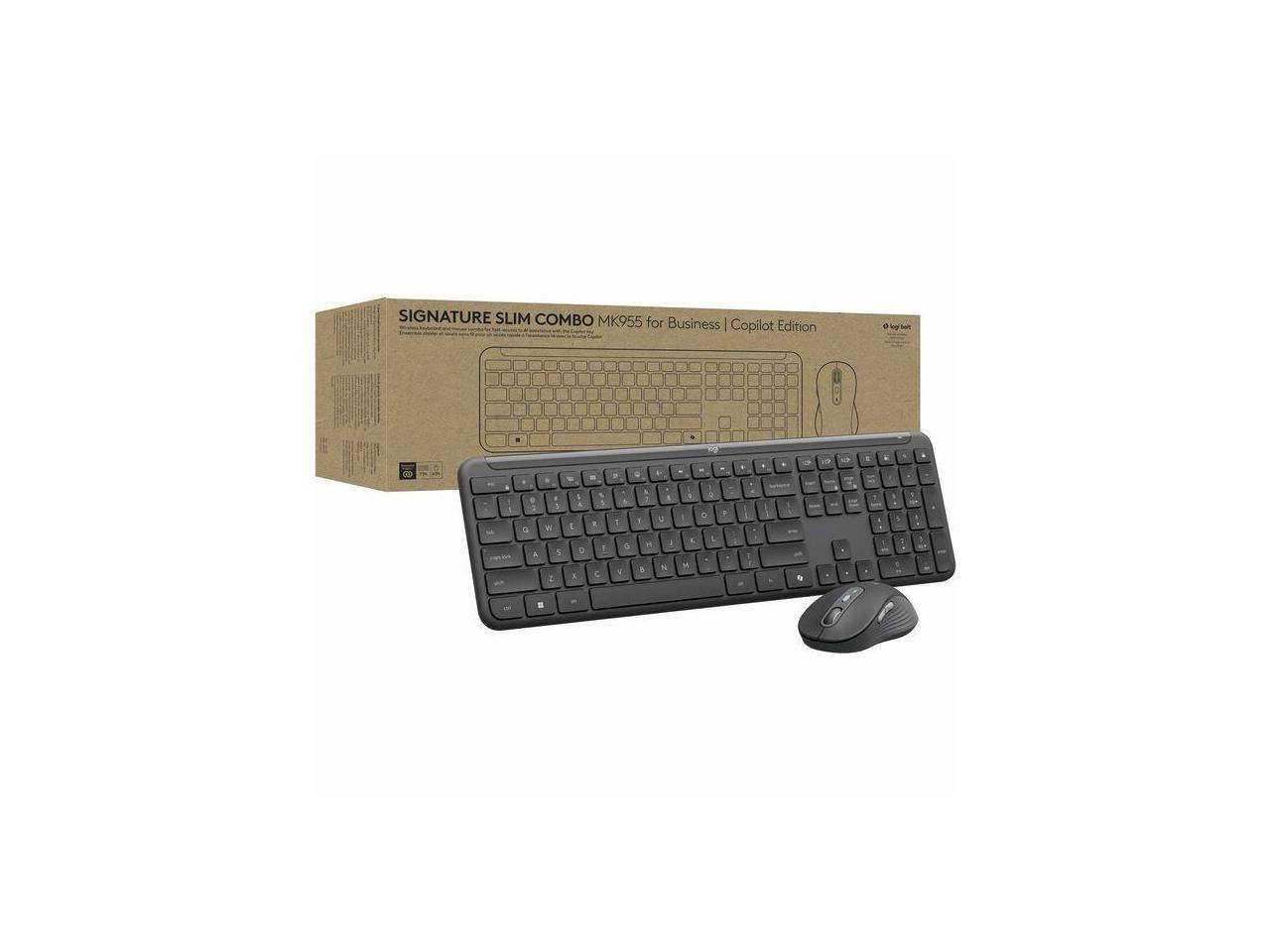 Logitech - Signature Slim MK955 Combo for Business, Copilot Edition, Wireless Keyboard and Mouse, 920-013271 - Graphite