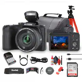 Kodak - Pixpro AZ255 Digital Camera (AZ255BK) Bundle with Accessories - Black