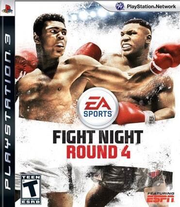 Sure, here is the corrected and grouped text from the image:
---
**PlayStation 3**
**EA SPORTS**
**FIGHT NIGHT ROUND 4**
**TEEN**
**T**
**ESRB**
**FEATURING ESPN**
**PlayStation.Network**
--- - T (Teen 13+)