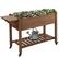 Front. Outsunny - Raised Garden Bed with 8 Grow Grids, Wooden Outdoor Plant Box Stand with Folding Side Table and Wheels - Brown.