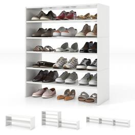 Ecooso - 3-in-1 Shoe Rack Wooden Organizer Ideal for Entryway and Hallway Storage - White
