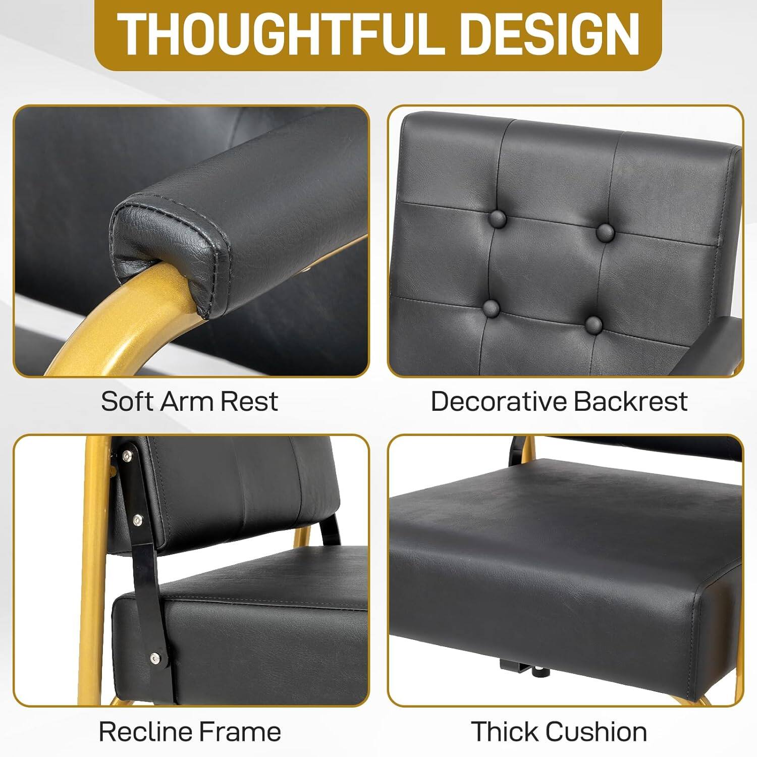 THOUGHTFUL DESIGN

- Soft Arm Rest
- Decorative Backrest
- Recline Frame
- Thick Cushion