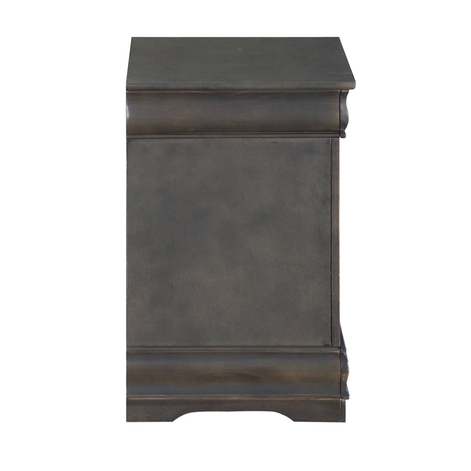 Alt View 4. Manhattan Lane - Traditional Style Wooden Nightstand with Two Drawers and Metal Handles - Gray.