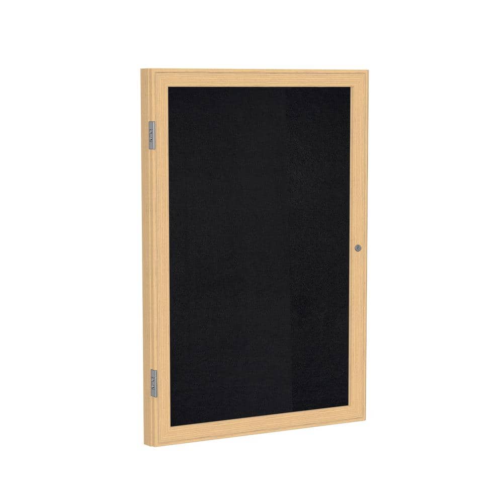"Ghent - 36""x24"" 1-Dr Wood Fr Oak Finish Enclsd Recycled Rubber Bulletin Board - Black" price history on PriceWatchPro