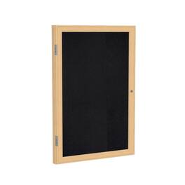 Ghent - 36"x30" 1-Dr Wood Fr Oak Finish Enclsd Recycled Rubber Bulletin Board - Black
