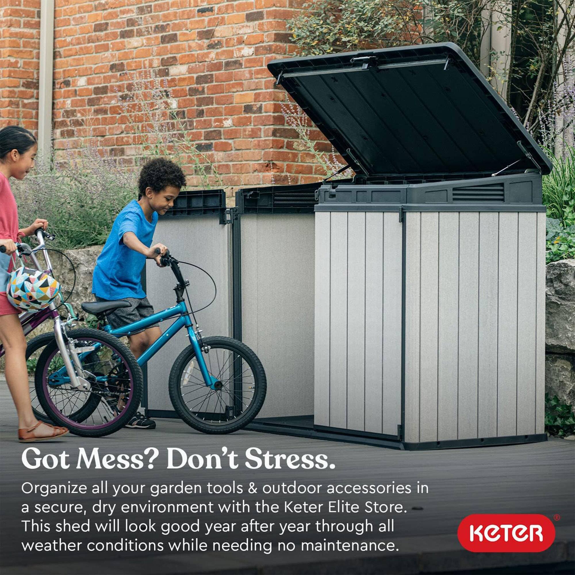 Got Mess? Don't Stress.

Organize all your garden tools & outdoor accessories in a secure, dry environment with the Keter Elite Store. This shed will look good year after year through all weather conditions while needing no maintenance.

KETER
