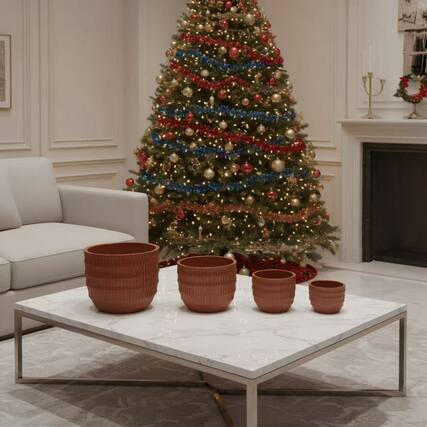 Front. Loheer - Loheer Ceramic Planter Set, Handmade Glazed Terracotta Pots with Drainage Holes, Set of 4 for Indoor Outdoor.