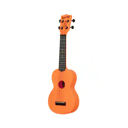 Front. Kala - Kala Brand Music Co Waterman Recycled Matte Sunset Orange Soprano Ukulele.