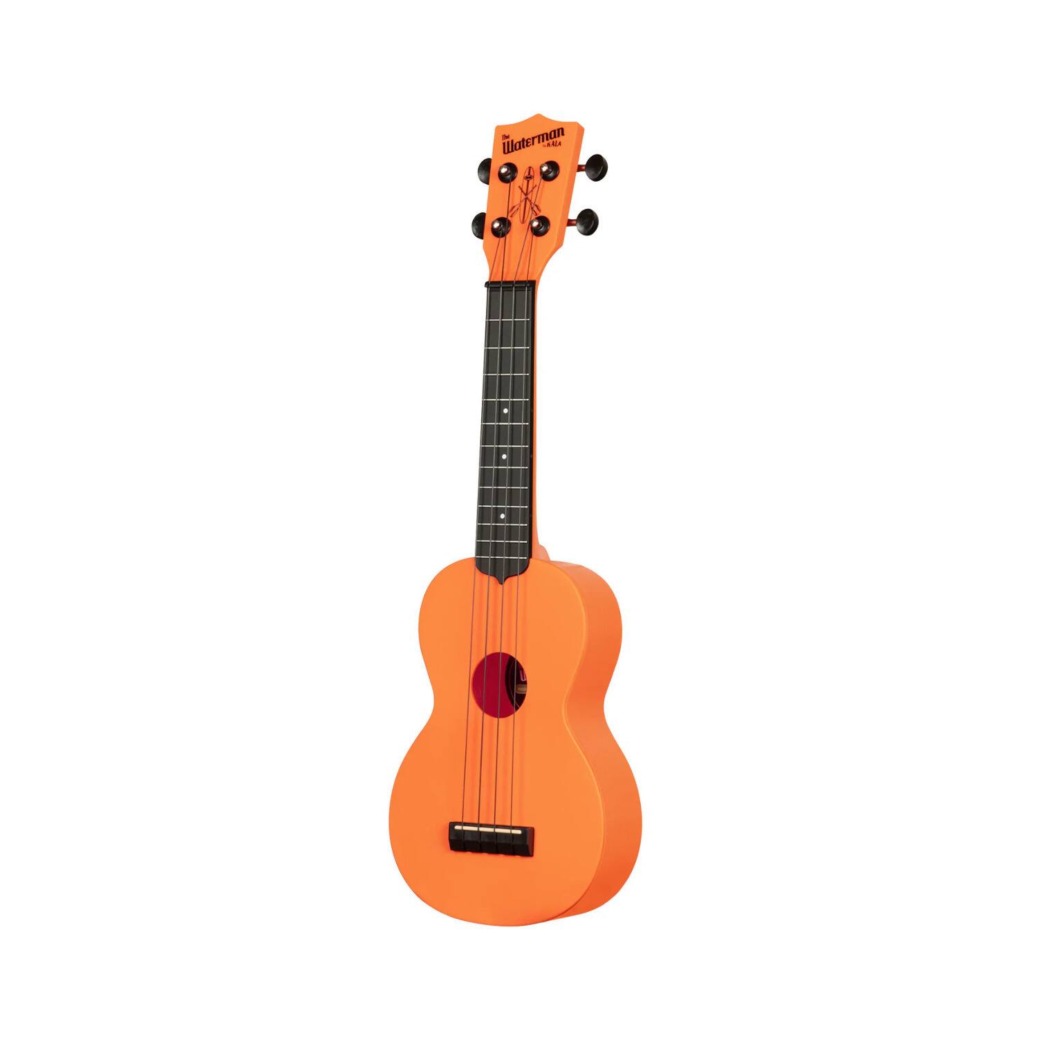 Front. Kala - Kala Brand Music Co Waterman Recycled Matte Sunset Orange Soprano Ukulele.