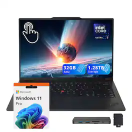Lenovo - ThinkPad X1 Carbon Gen 13 14" Touchscreen,Ultra 7 255U,32GB RAM,1.28TB Storage,Backlit Keyboard,Win 11 Pro - Black