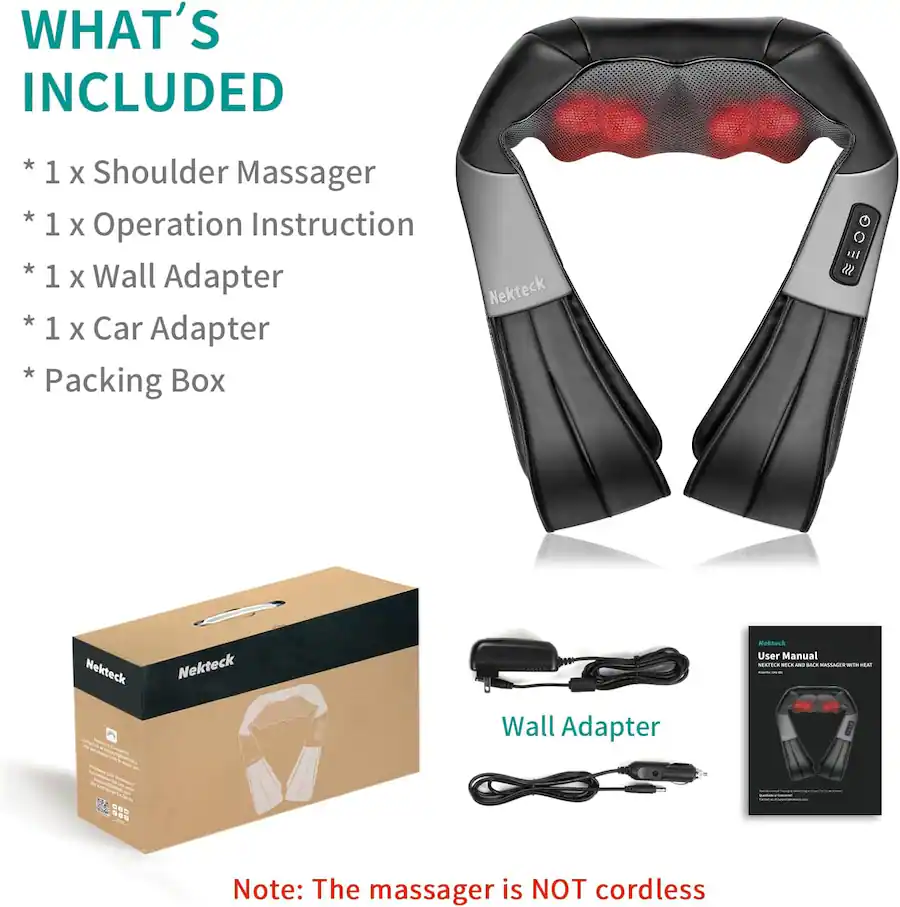 Nekteck Shiatsu Neck and Back Massager Black LMS-801 Best Buy