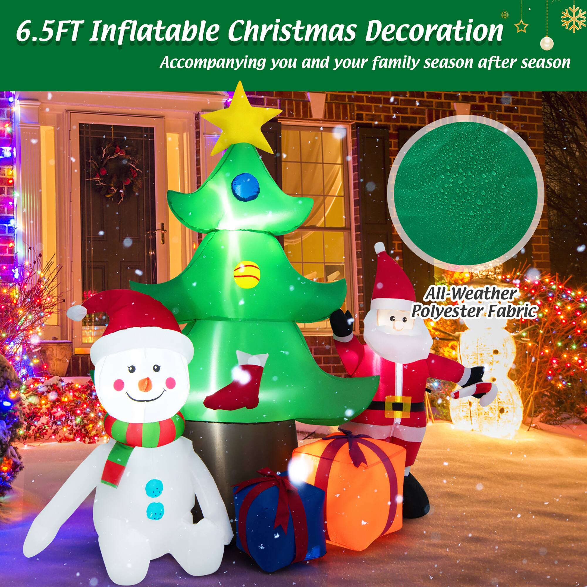 6.5FT Inflatable Christmas Decoration  
Accompanying you and your family season after season  

All-Weather Polyester Fabric
