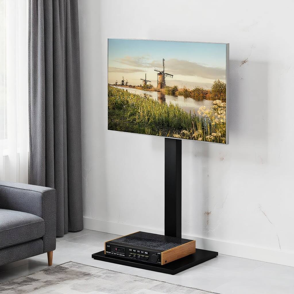 Front. Kadyn - Entertainment TV Stand,Entertainment CenterHeight Adjustable Floor TV Stand with AV Shelf for 32-70 Inch TVs - Black.