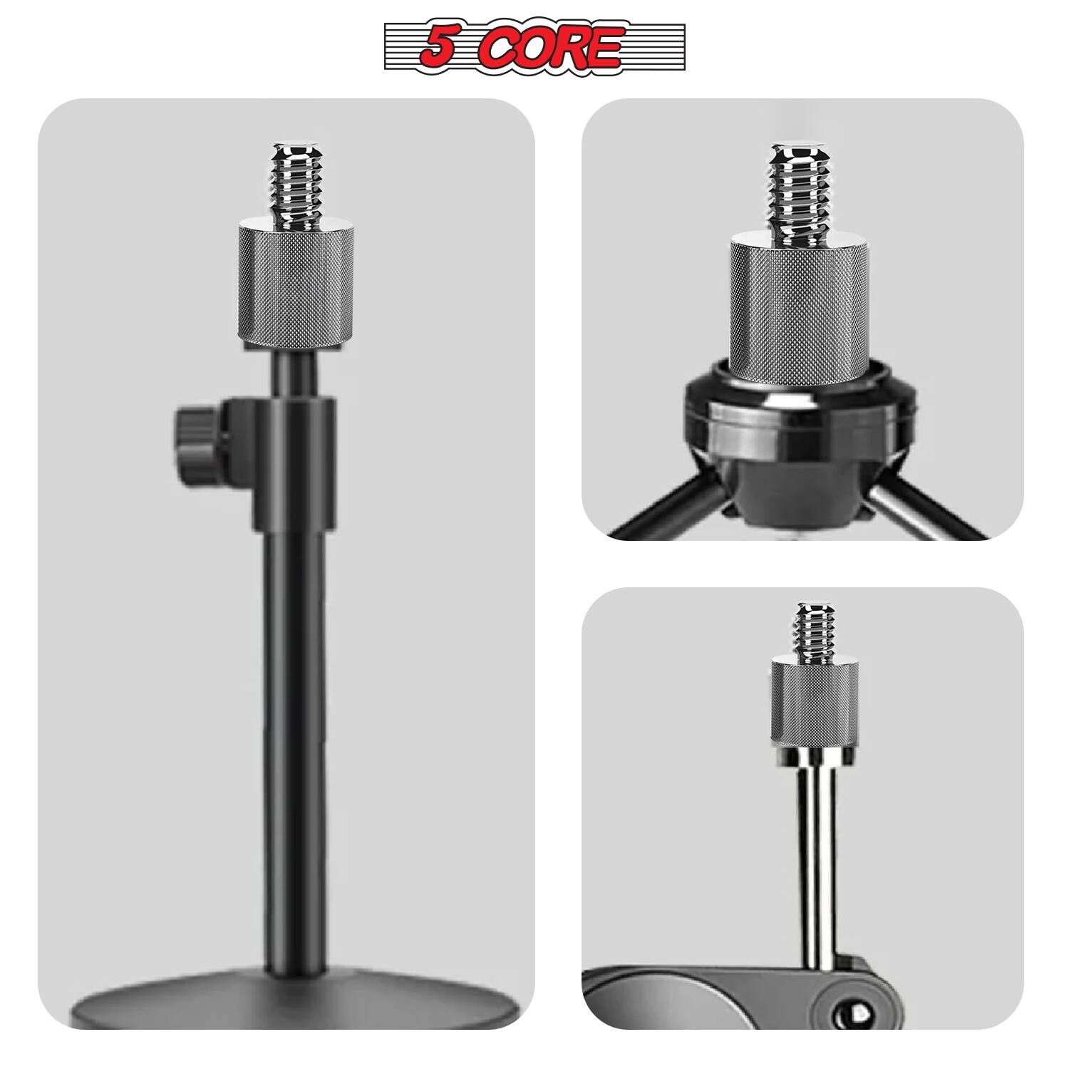 Alt View 4. 5 CORE - 5 Core Mic Stand Adapter 12 Pieces 5/8 Female to 1/4 Inch Male Screw Thread Conversion Connector - Silver.