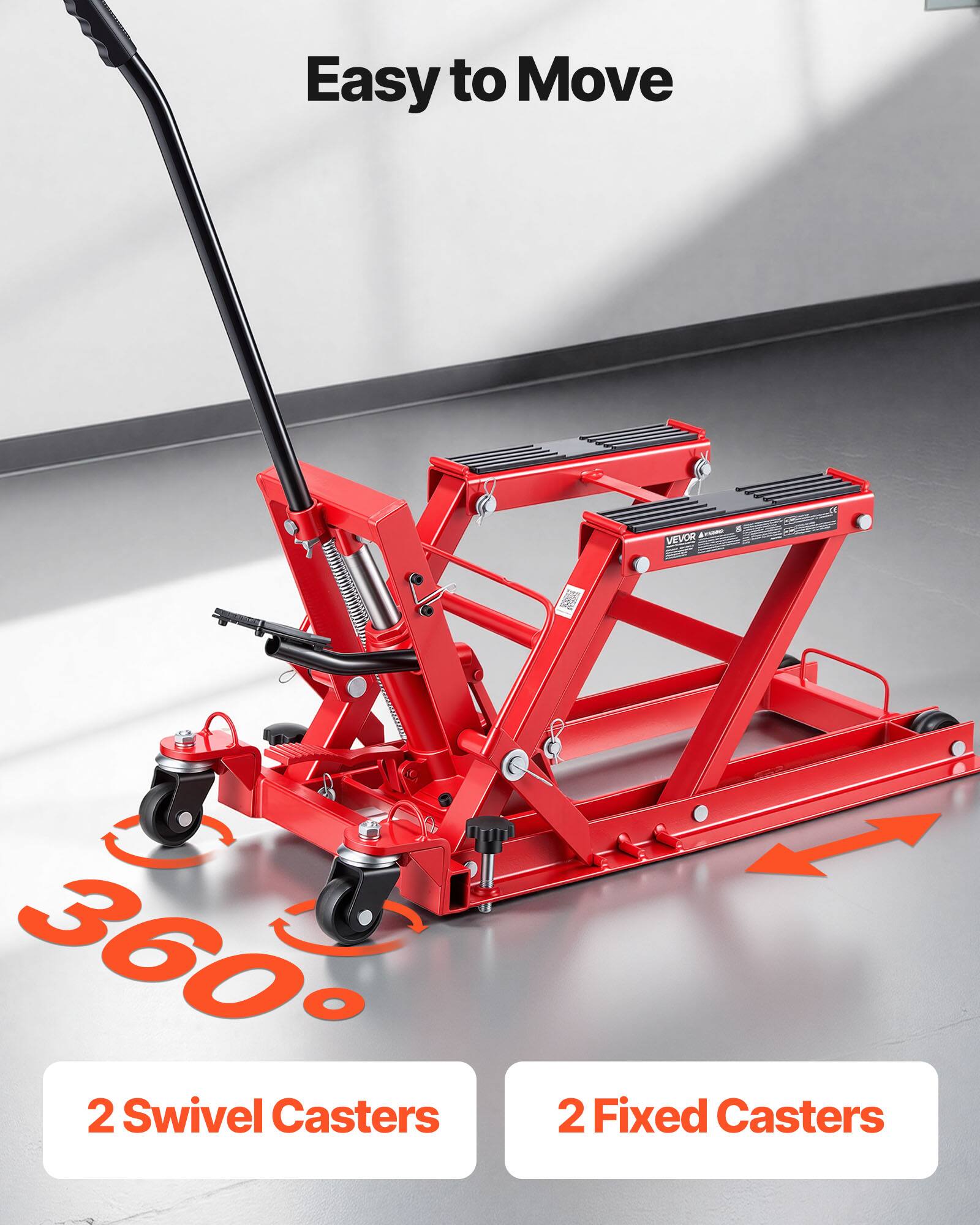Easy to Move VEVON 360° 2 Swivel Casters 2 Fixed Casters