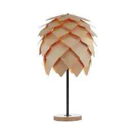 Crescents Edge - Contemporary Pinecone Wood Table Lamp - Brown