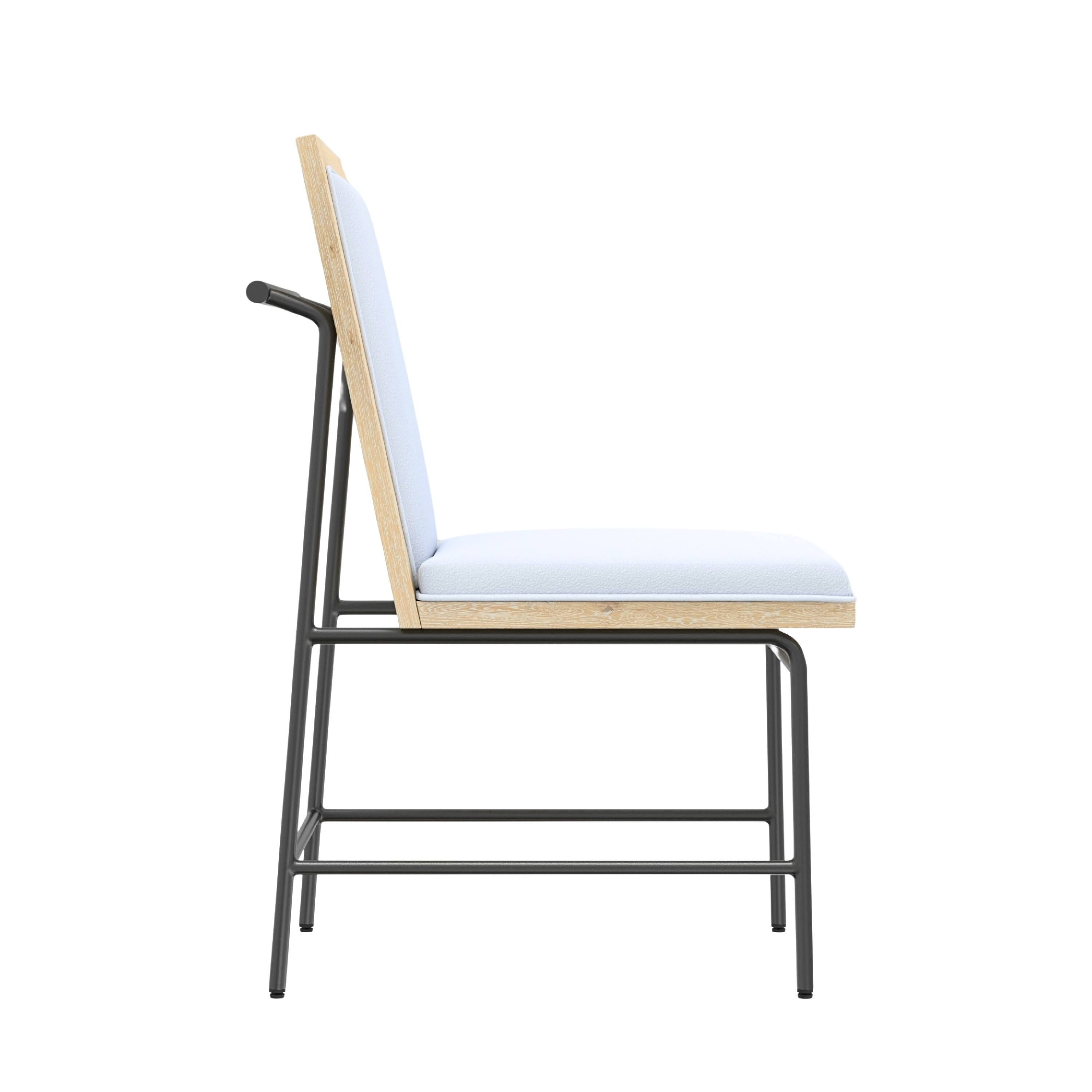 Left. Manhattan Lane - Lony Dining Side Chair Set of 2, Gray Seat n Back, Black Metal Frame - Driftwood Brown, Gray, Metal.