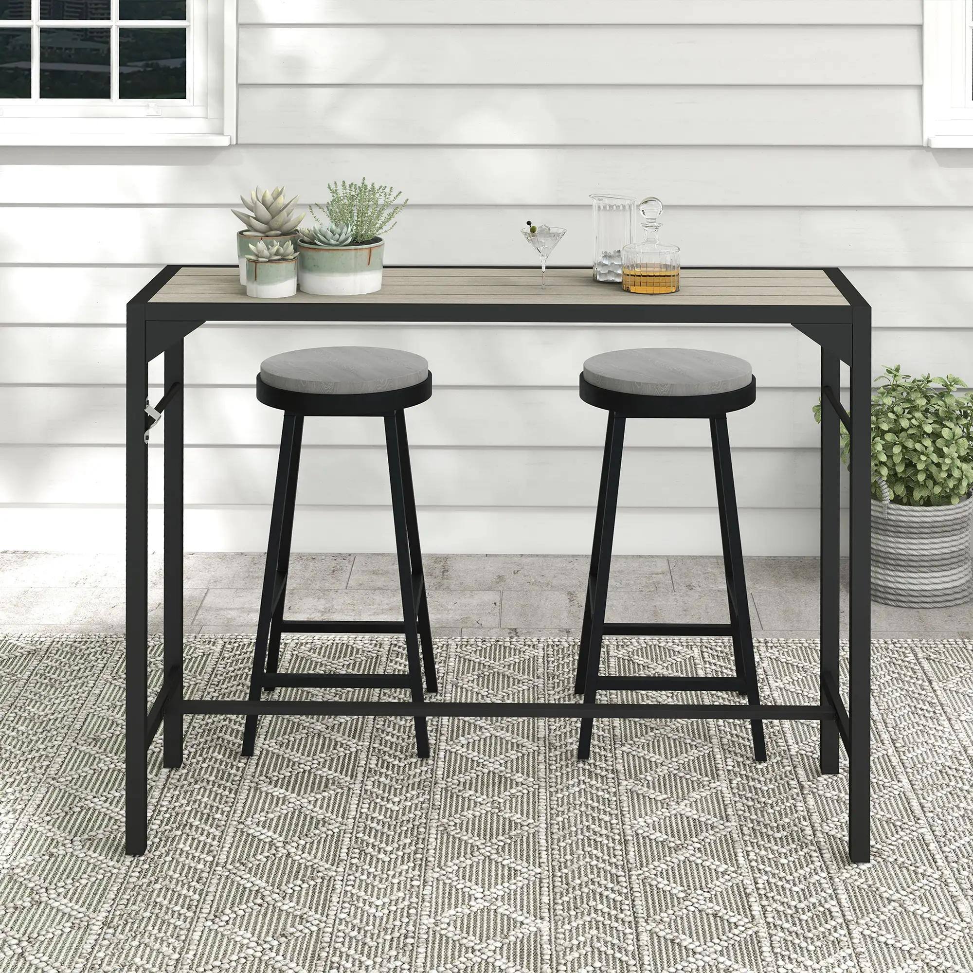 Left. Resenkos - Resenkos Outdoor Bar Table, Bottle Opener, Wood Grain, Outdoor Gardens, Patios And Backyards, Light Brown - Light Brown.