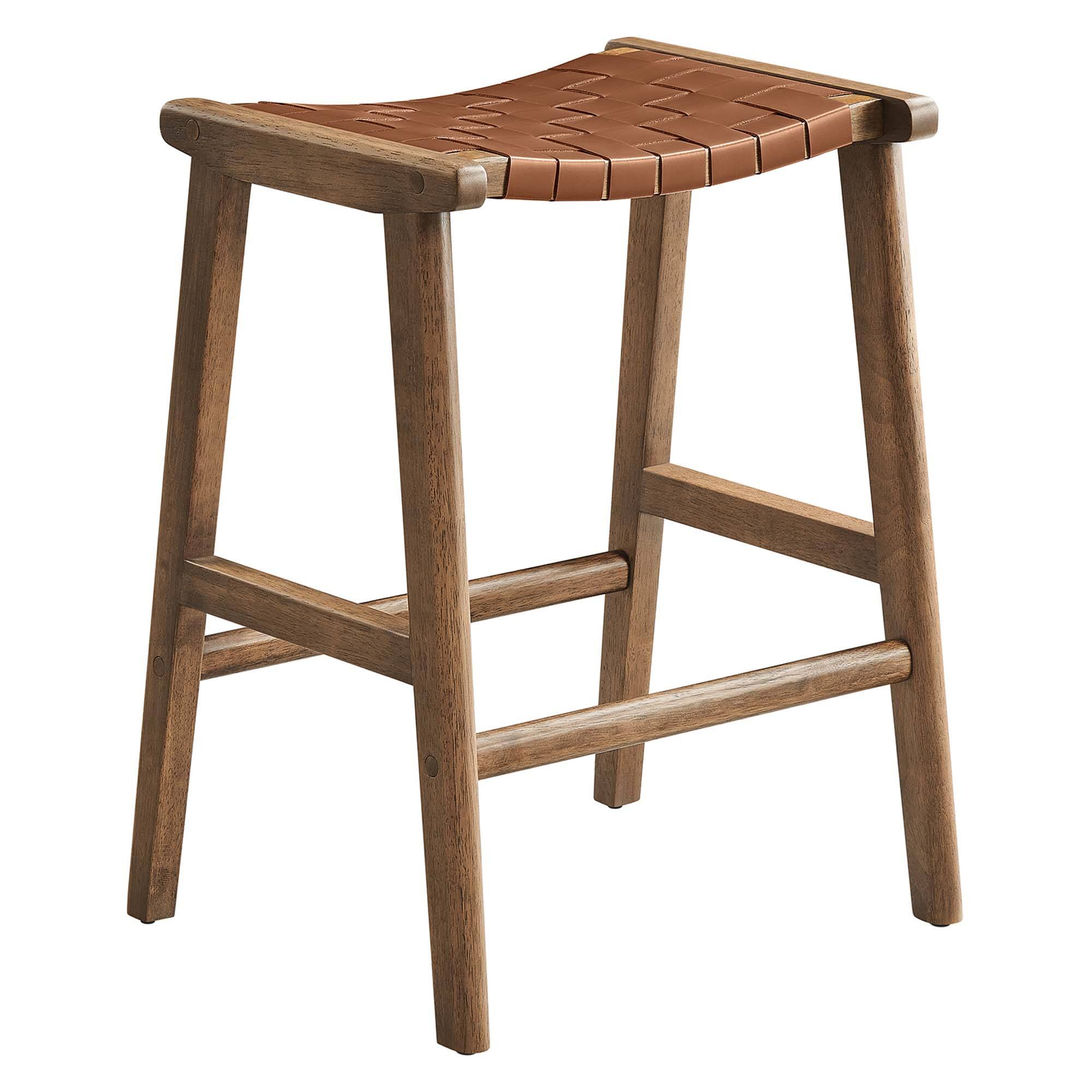 Back. Modway - Saoirse Faux Leather Wood Counter Stool Set of 2 by Modway - 0.