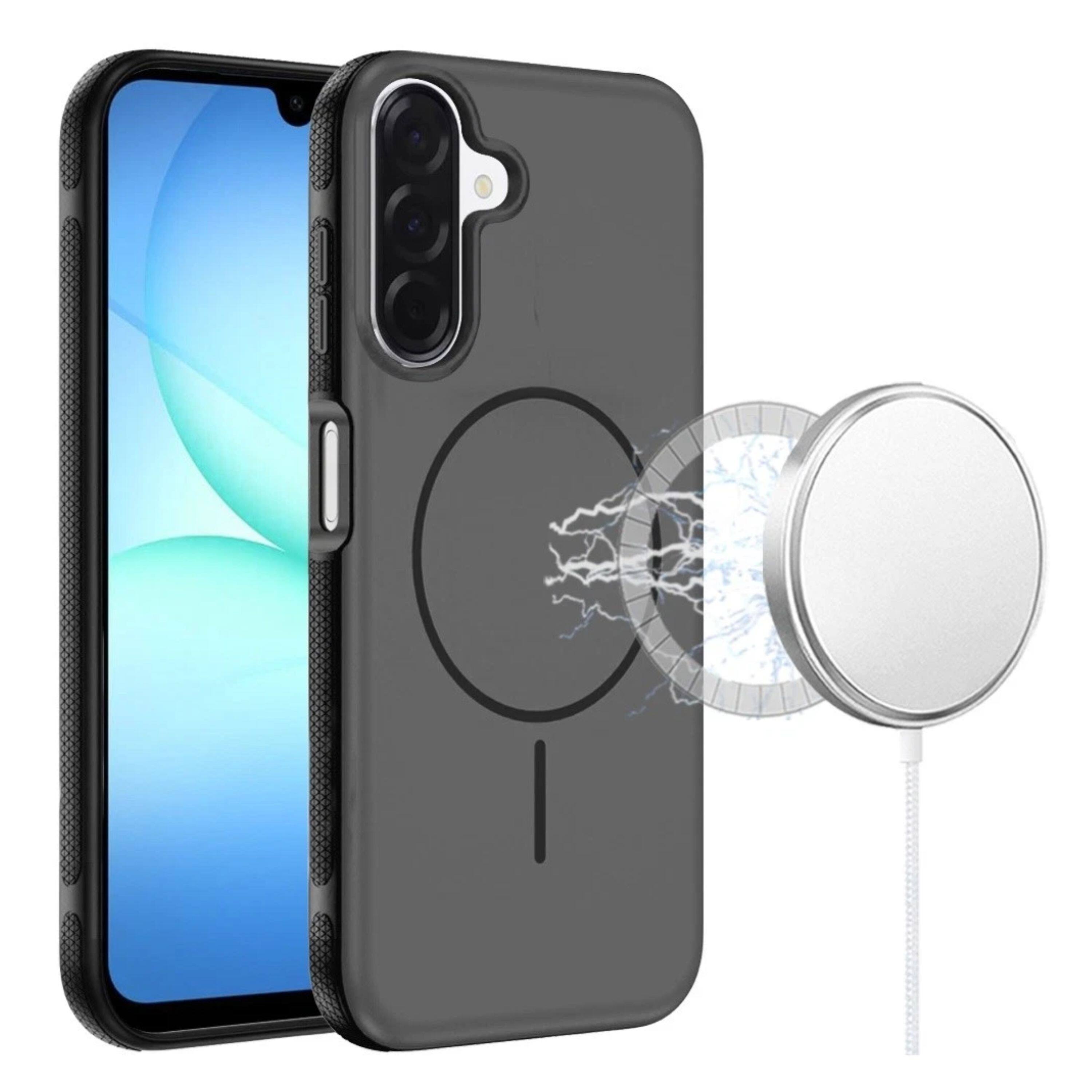 Angle. Kitcheniva - Rugged Side Grip Magnetic Circle Phone Case With Tempered Glass For Samsung Galaxy A17 5G Black - Black.