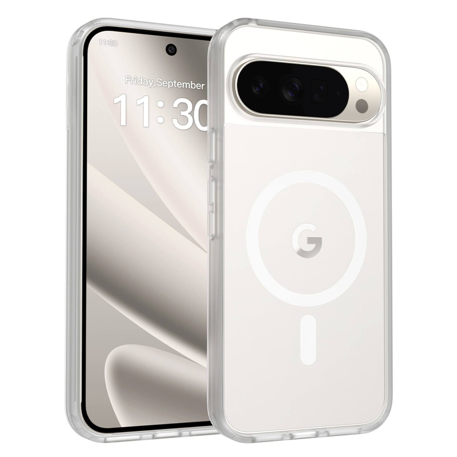 Dteck - Shockproof Matte Phone Case for Google Pixel 11 Pro XL, Translucent Magnetic Protective Cover, Raised Lip Protection - Clear