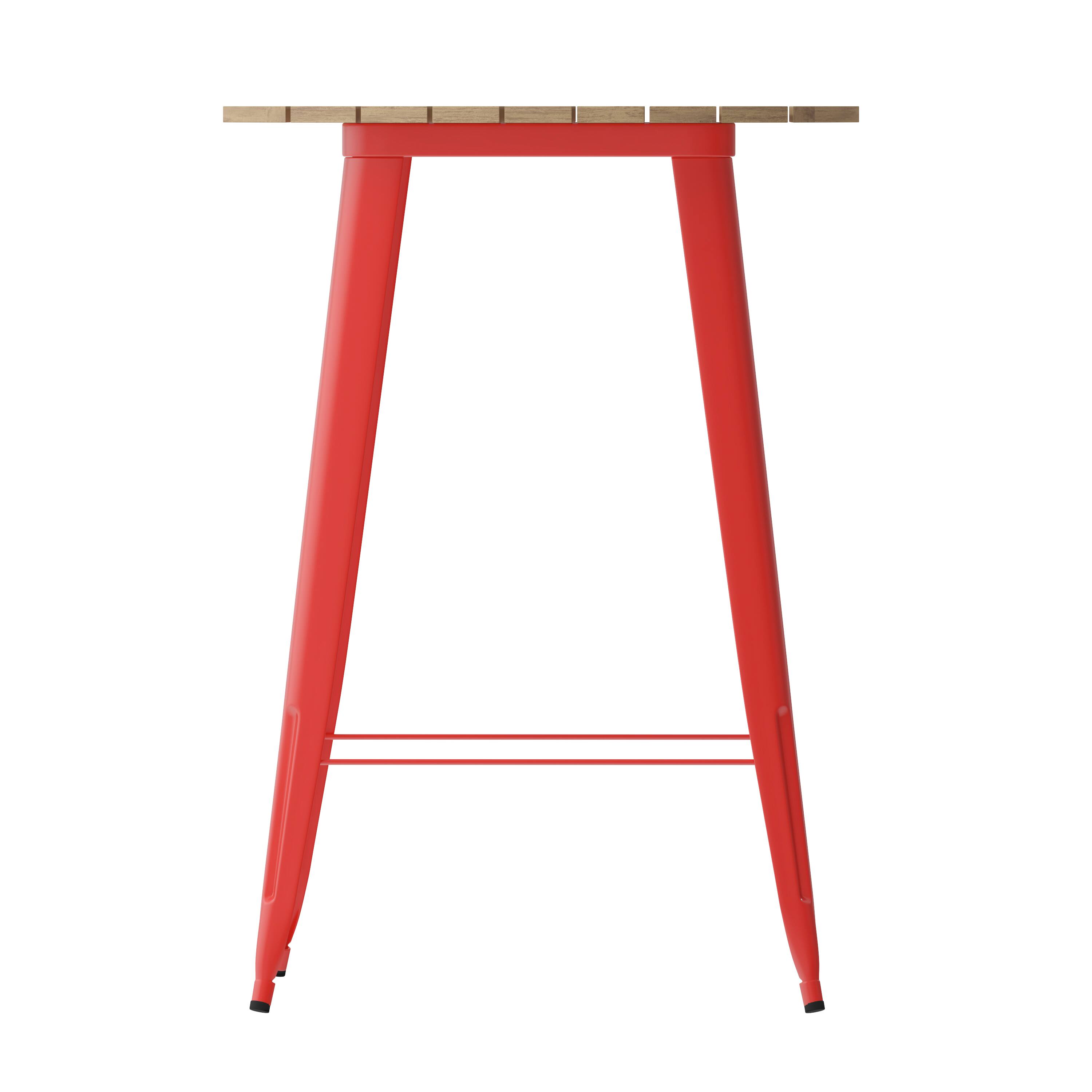 Left. Flash Furniture - Declan Commercial Indoor/Outdoor Bar Top Table, 30" Round All Weather Brown Poly Resin Top with Red Steel base - Red.