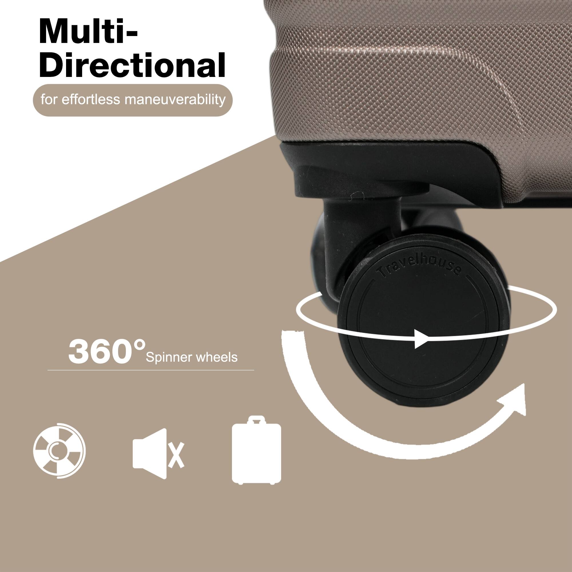 Multi-Directional for effortless maneuverability

Travelhouse

360° Spinner wheels