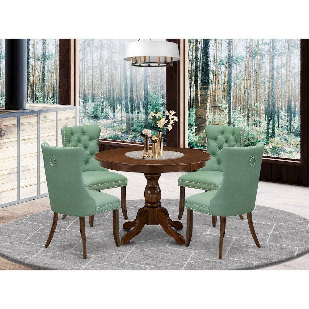 Alt View 8. East West Furniture - 5 Piece Kitchen Table & Chairs Set - Antique Walnut.
