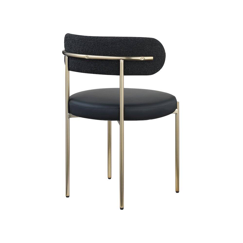 Alt View 4. Meridian Furniture - Beacon Black Vegan Leather and Boucle Fabric Dining Chair, Set of 2 - Black.