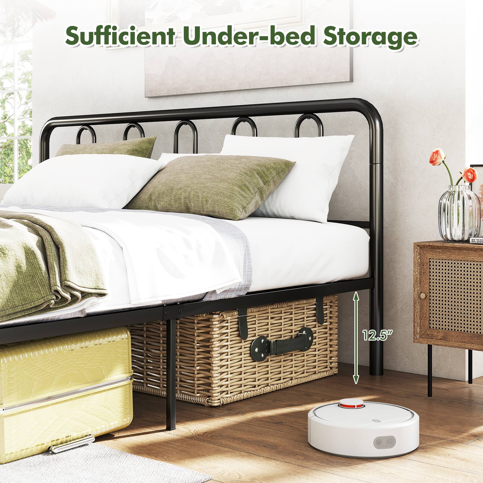 Sufficient Under-bed Storage

12.5"