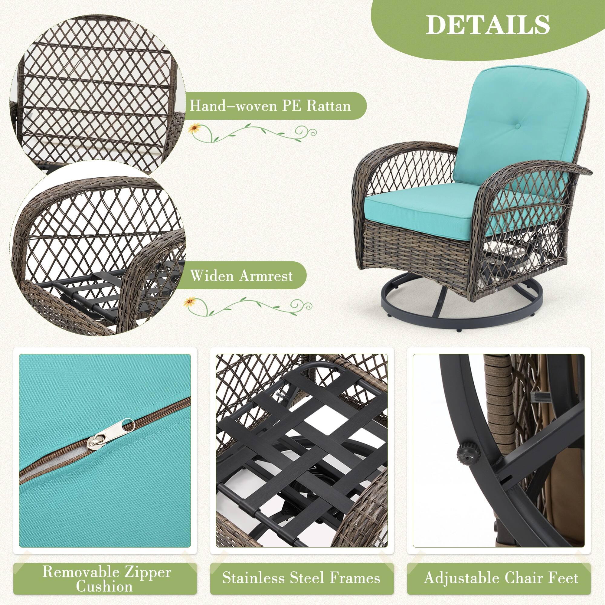 DETAILS

- Hand-woven PE Rattan
- Widen Armrest
- Removable Zipper Cushion
- Stainless Steel Frames
- Adjustable Chair Feet