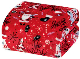 Noble House - Christmas Festive and Cheery Holiday Super Soft Ultra Comfy Microplush Throw Blanket 50"x60" - Red Santa