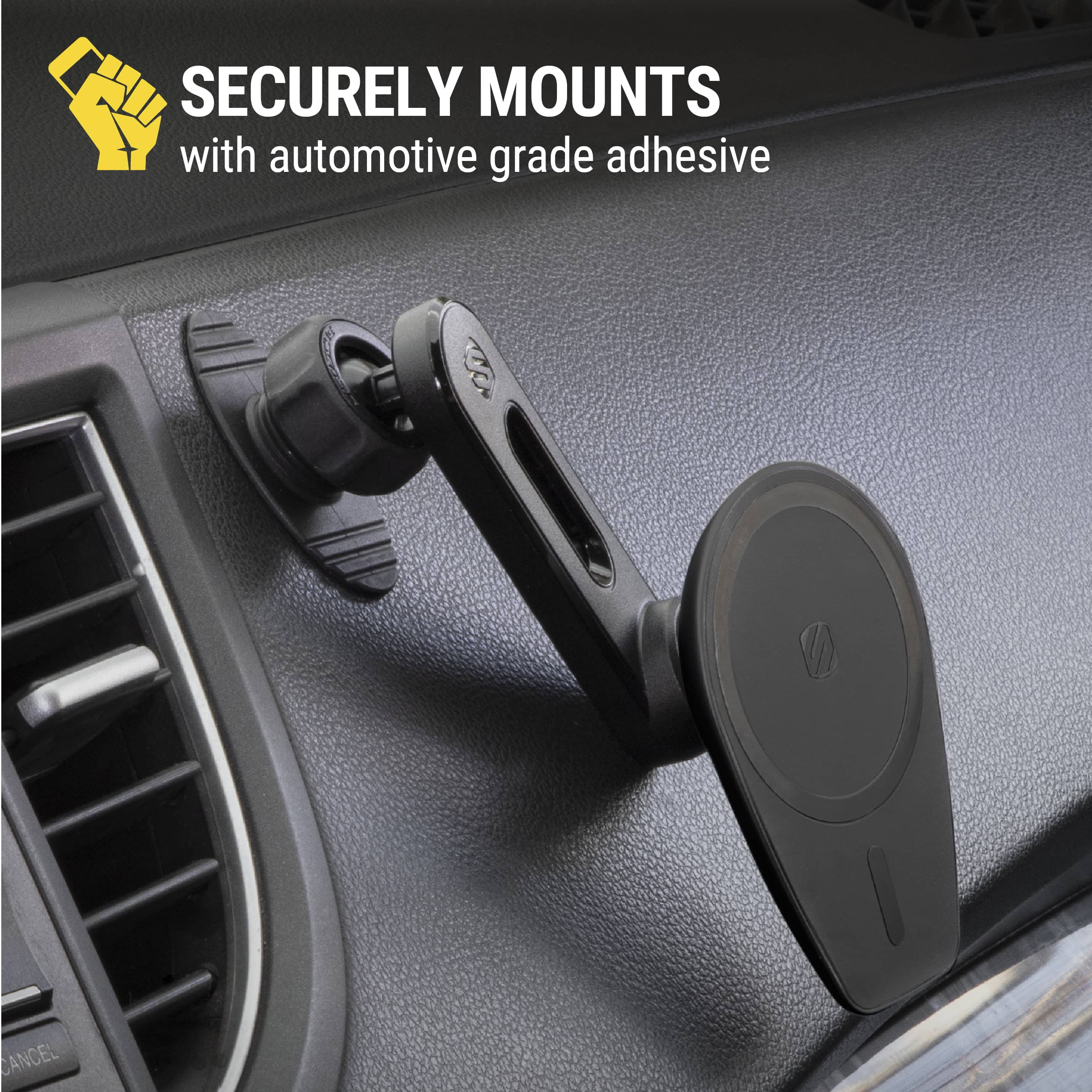 SECURELY MOUNTS
with automotive grade adhesive