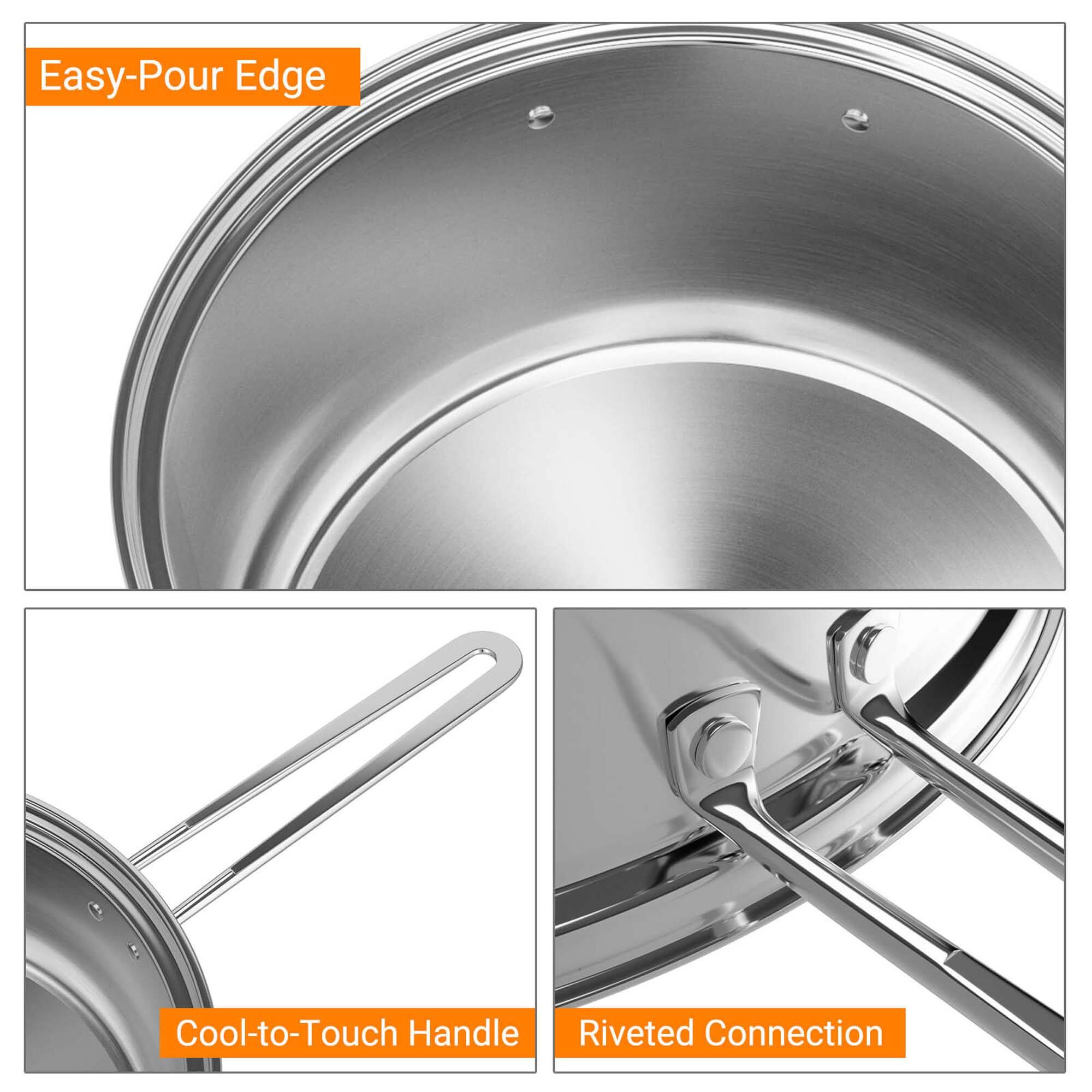 Easy-Pour Edge Cool-to-Touch Handle Riveted Connection
