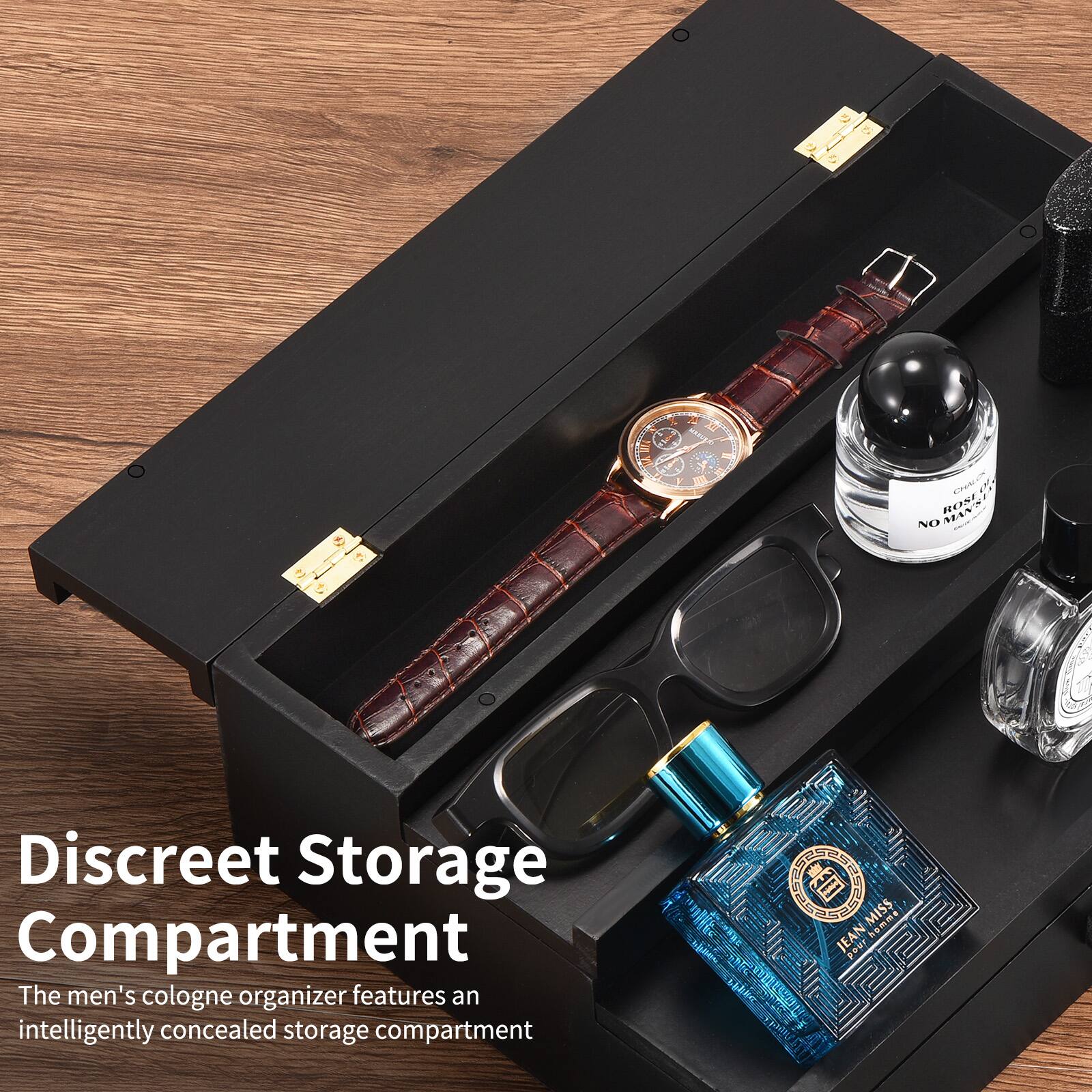 ROSE MAN NO Discreet Storage Compartment  
The men's cologne organizer features an intelligently concealed storage compartment  

JEAN-MISS MISS bOmme JEAN