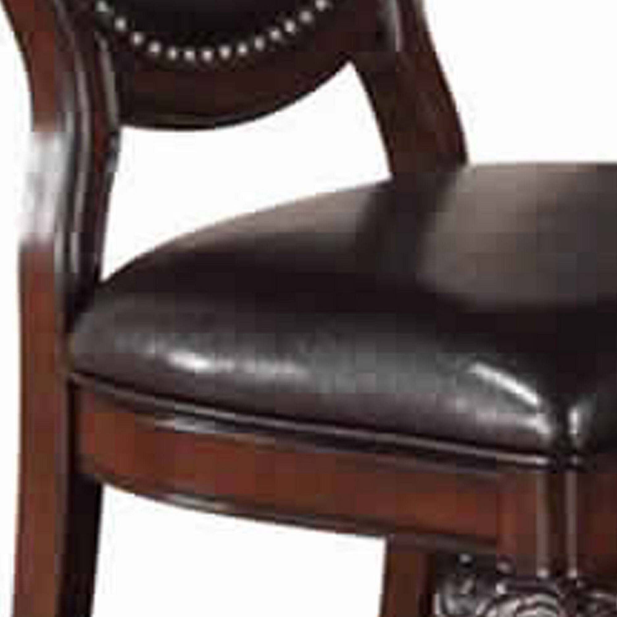 Alt View 2. Manhattan Lane - Traditional Rubber Wood Dining Chair With Faux Leather Upholstery , Set Of 2,Brown - Brown.