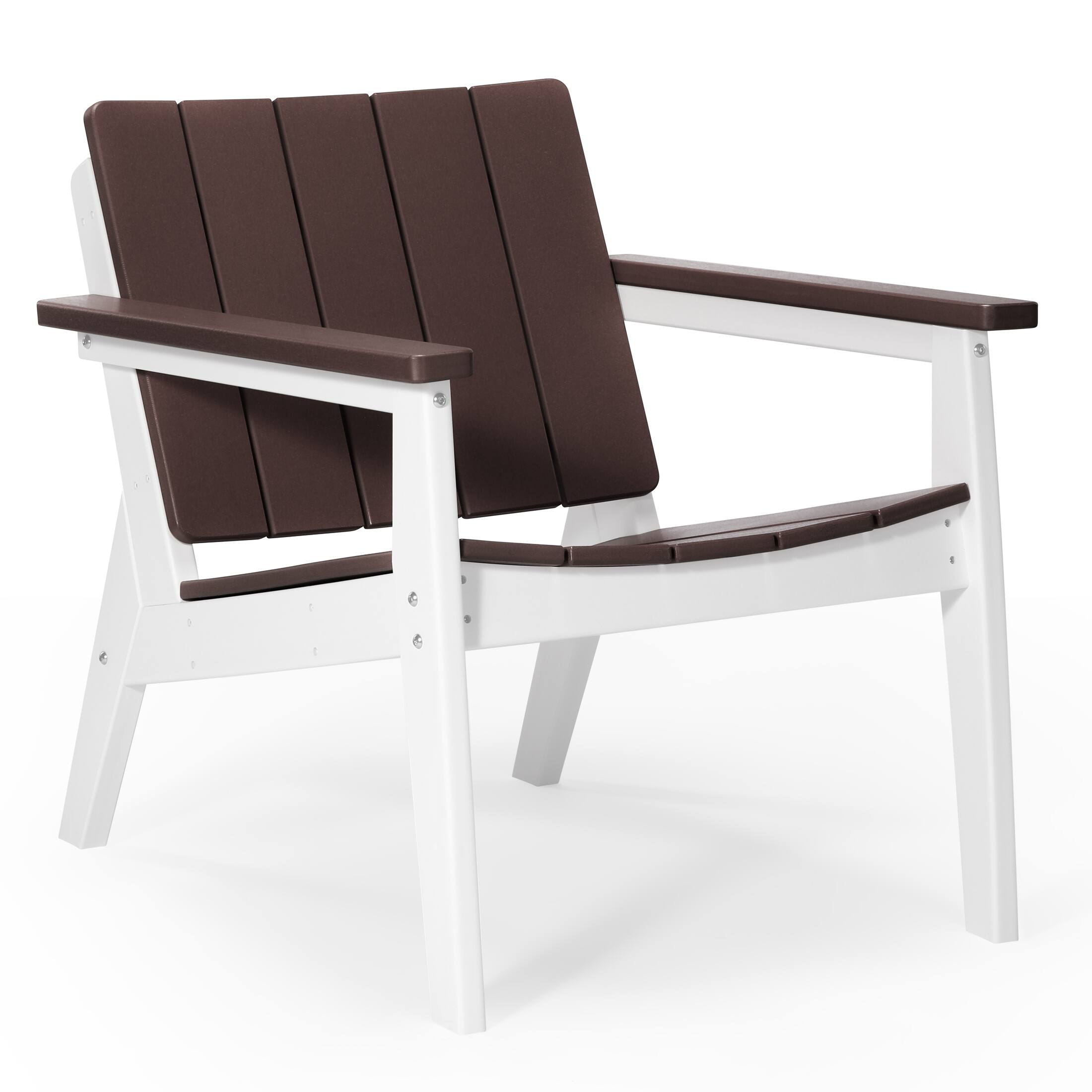 Left. WestinTrends - WestinTrends Pacifica 3-Piece Outdoor HDPE Conversation Set with Deep Seating Chairs and Round Side Table - White/Dark Brown.