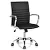 Front. Costway - PU Leather High Back Conference Chair with Armrests - Black.