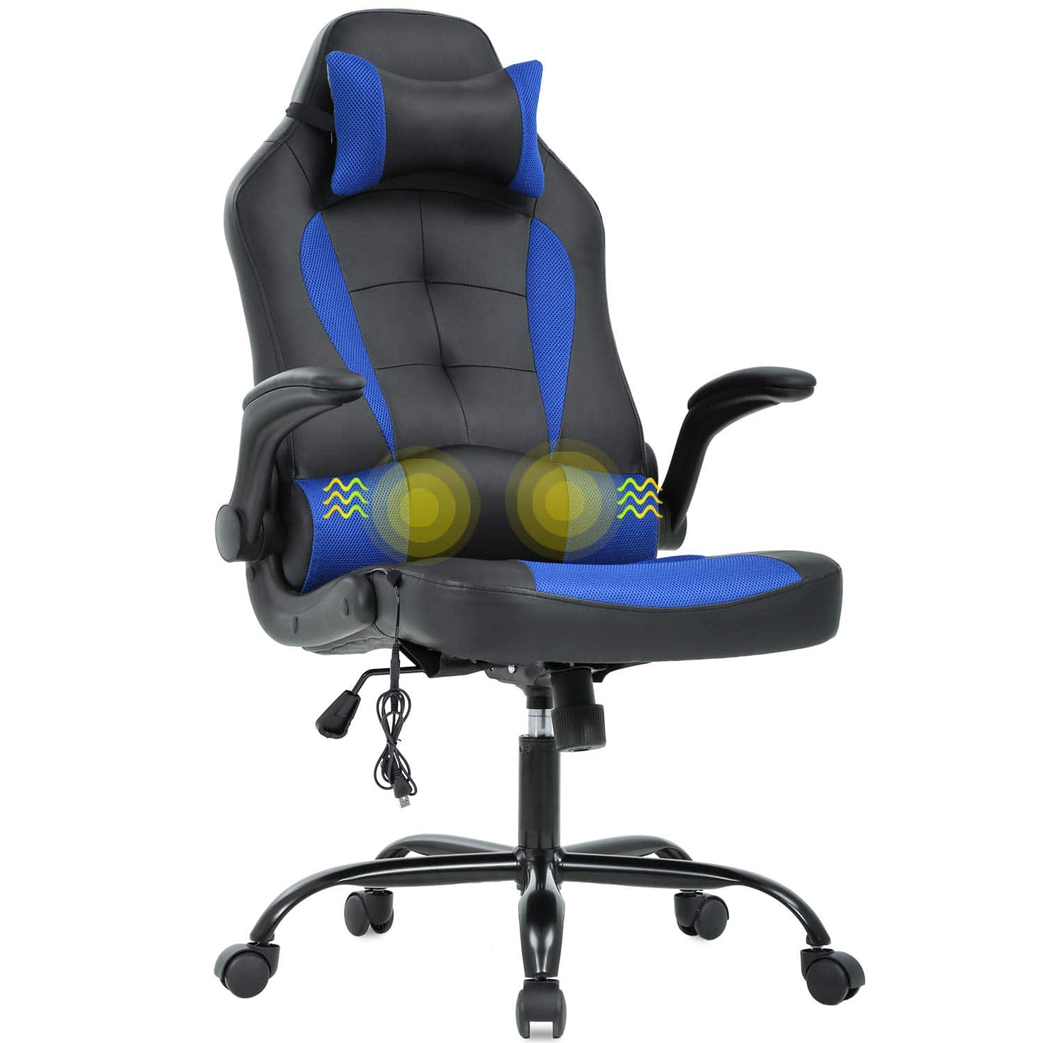 Hirose Alice - Gaming Chair Office Chair Desk Chair Racing Executive PU Leather Ergonomic Massage Computer Chair with Lumb - Blue